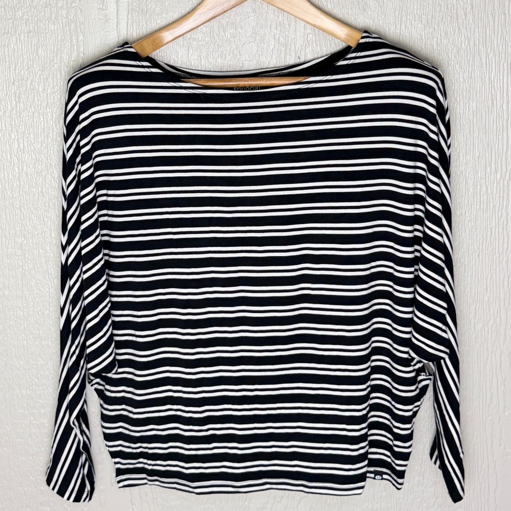 Rip Curl Essentials LS Striped Batwing Top Black White Size M NEW